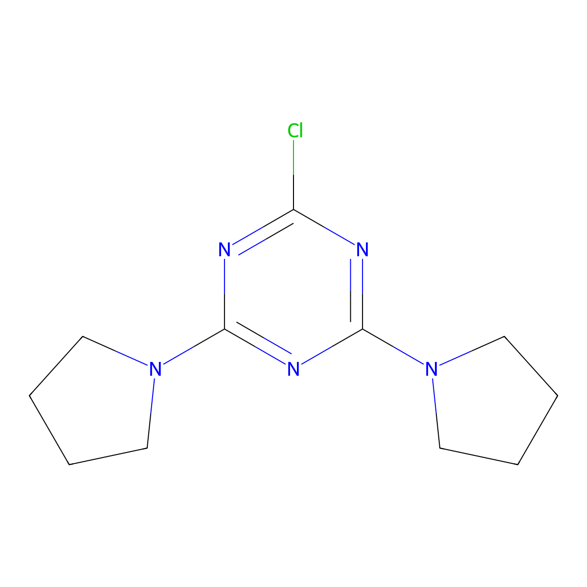 2-Chloro-4,6-dipyrrolidin-1-yl-1,3,5-triazine molecular structure, CAS 111669-20-6