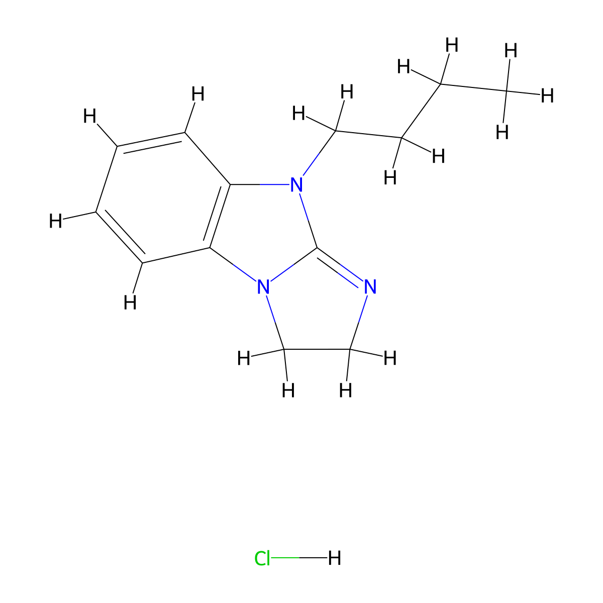 3H-Imidazo(1,2-a)benzimidazole, 2,9-dihydro-9-butyl-, monohydrochloride molecular structure, CAS 111679-07-3