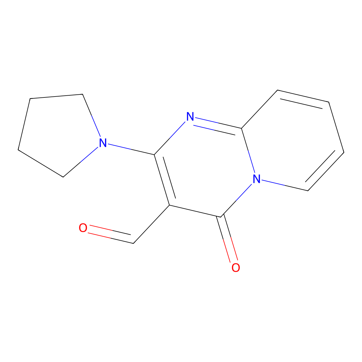 4H-Pyrido[1,2-a]pyrimidine-3-carboxaldehyde, 4-oxo-2-(1-pyrrolidinyl)- molecular structure, CAS 111680-73-0