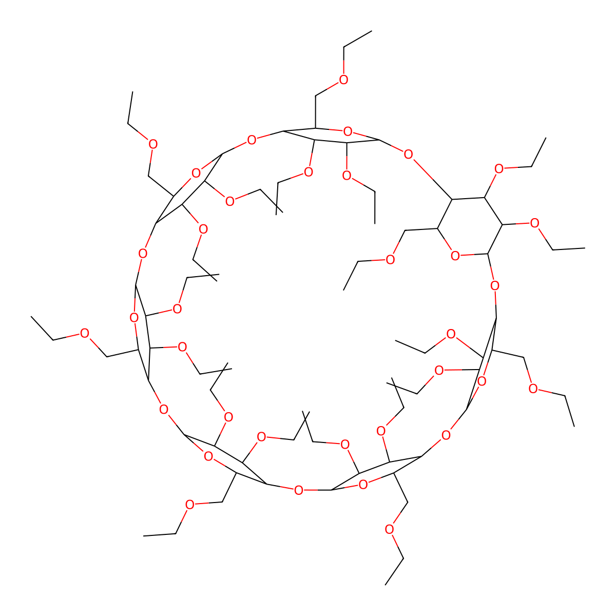 Heptakis(2,3,6-tri-O-ethyl)-|A-cyclodextrin molecular structure, CAS 111689-01-1