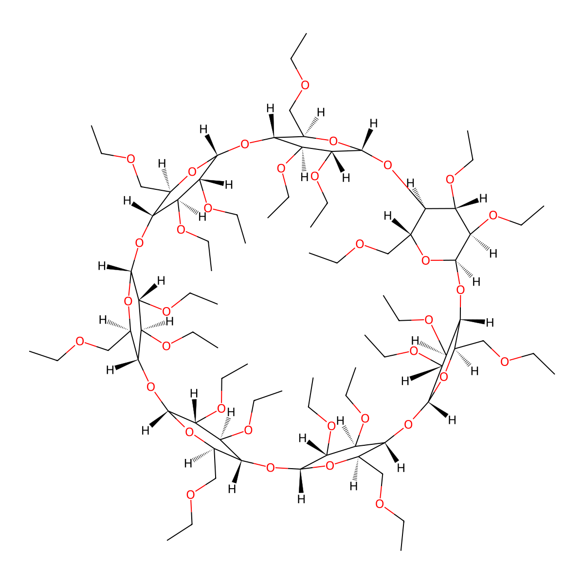 Heptakis(2,3,6-tri-O-ethyl)-|A-cyclodextrin molecular structure, CAS 111689-01-1