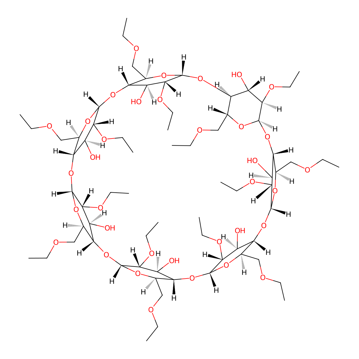 Heptakis(2,6-diethyl)beta-cyclodextrin molecular structure, CAS 111689-03-3