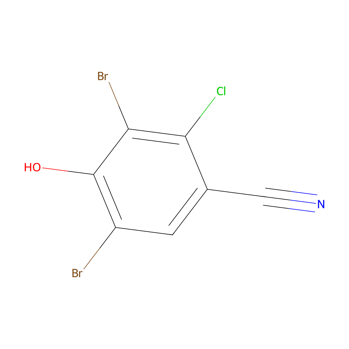 3,5-Dibromo-2-chloro-4-hydroxybenzonitrile molecular structure, CAS 111698-41-0