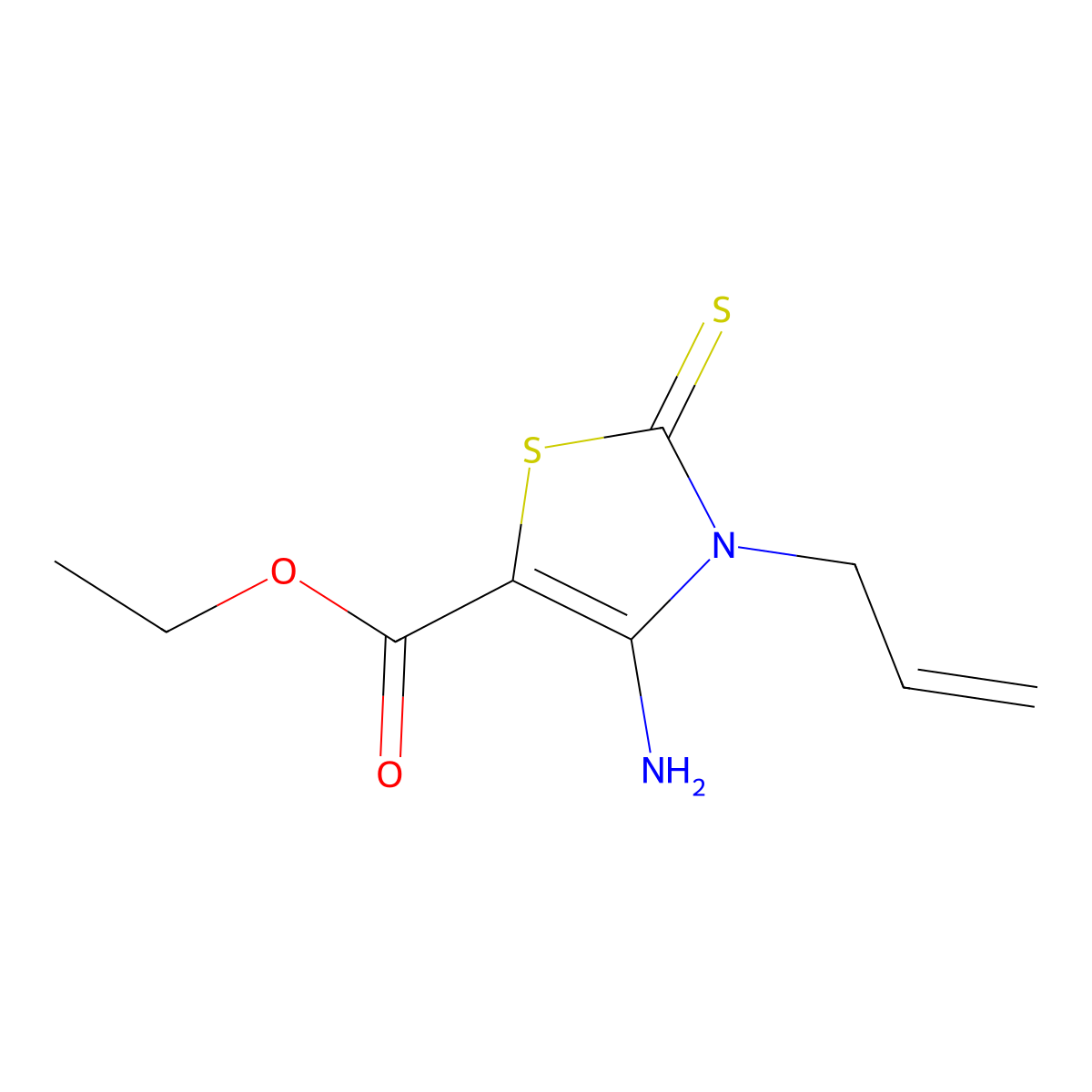 Ethyl 3-allyl-4-amino-2-thioxo-2,3-dihydro-1,3-thiazole-5-carboxylate molecular structure, CAS 111698-89-6