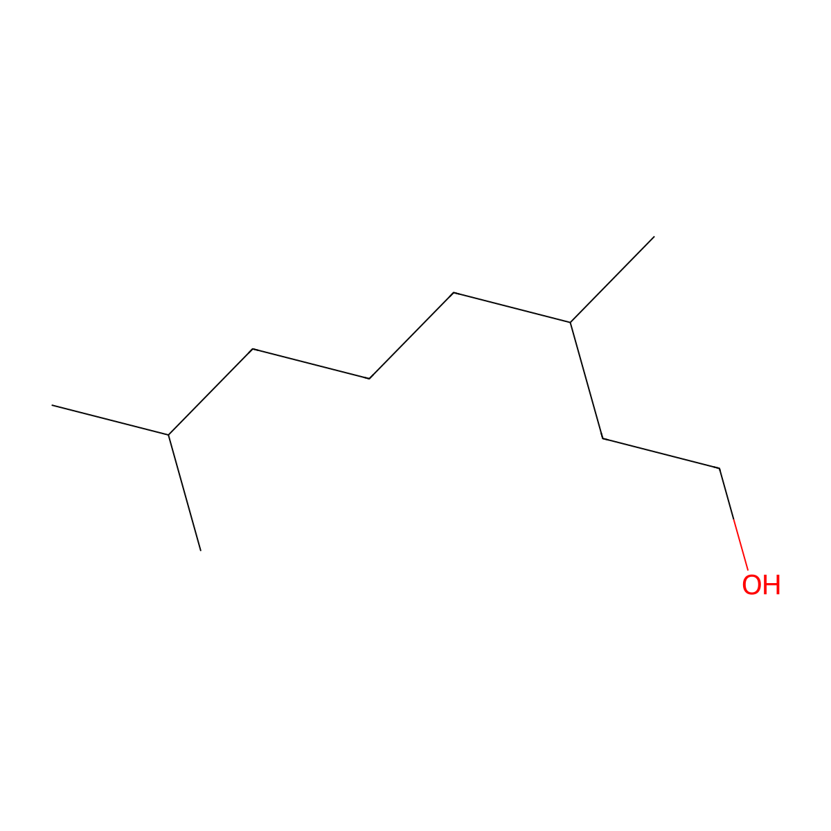 (3R)-3,7-Dimethyl-1-octanol molecular structure, CAS 1117-60-8