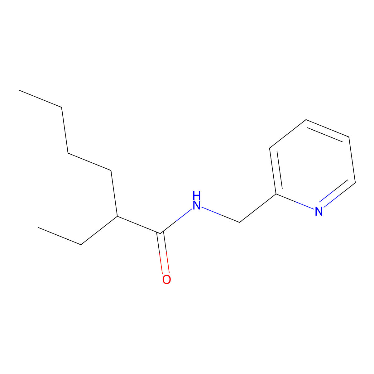 2-ethyl-N-(2-pyridinylmethyl)hexanamide molecular structure, CAS 111711-25-2