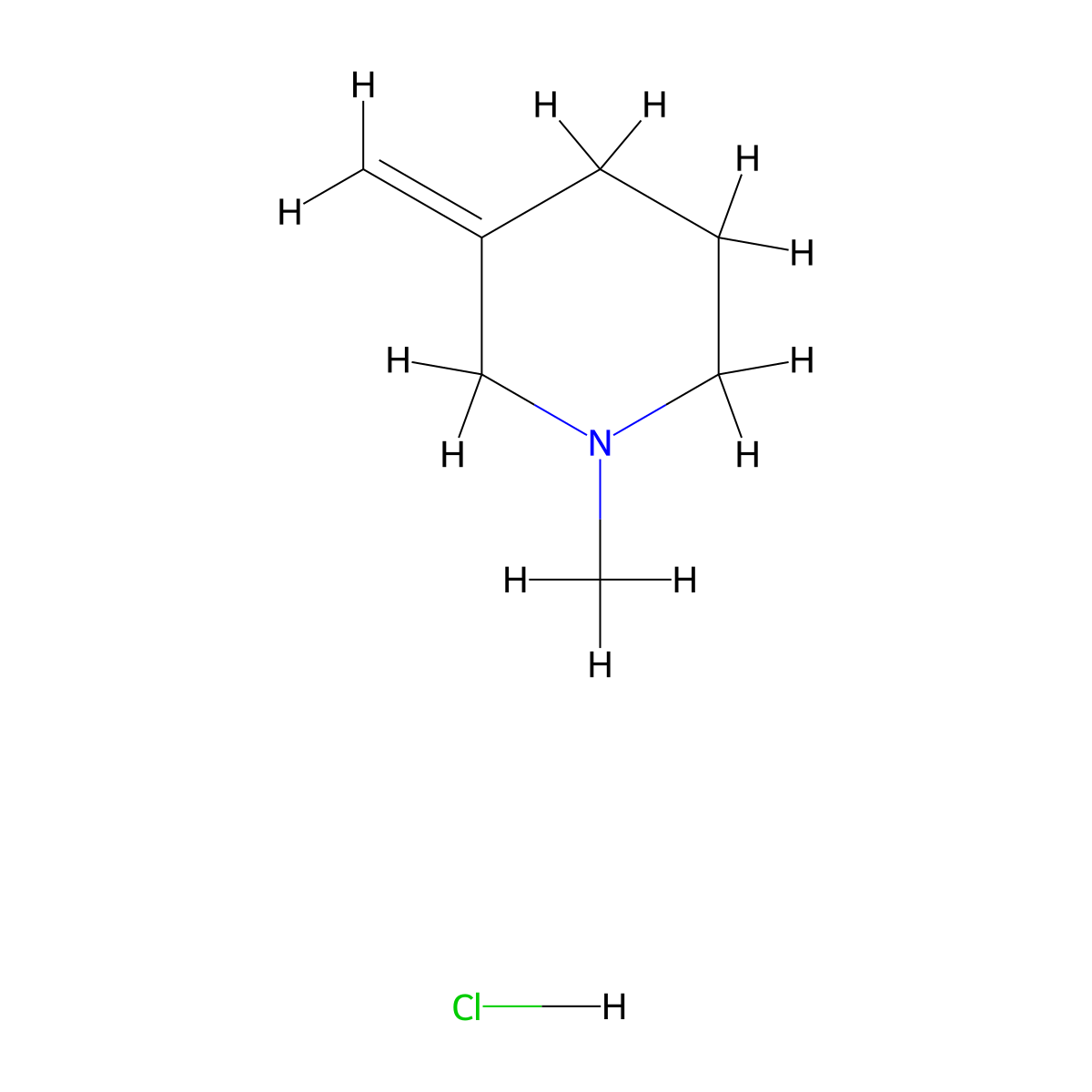 1-Methyl-3-methylidenepiperidine hydrochloride molecular structure, CAS 111722-61-3