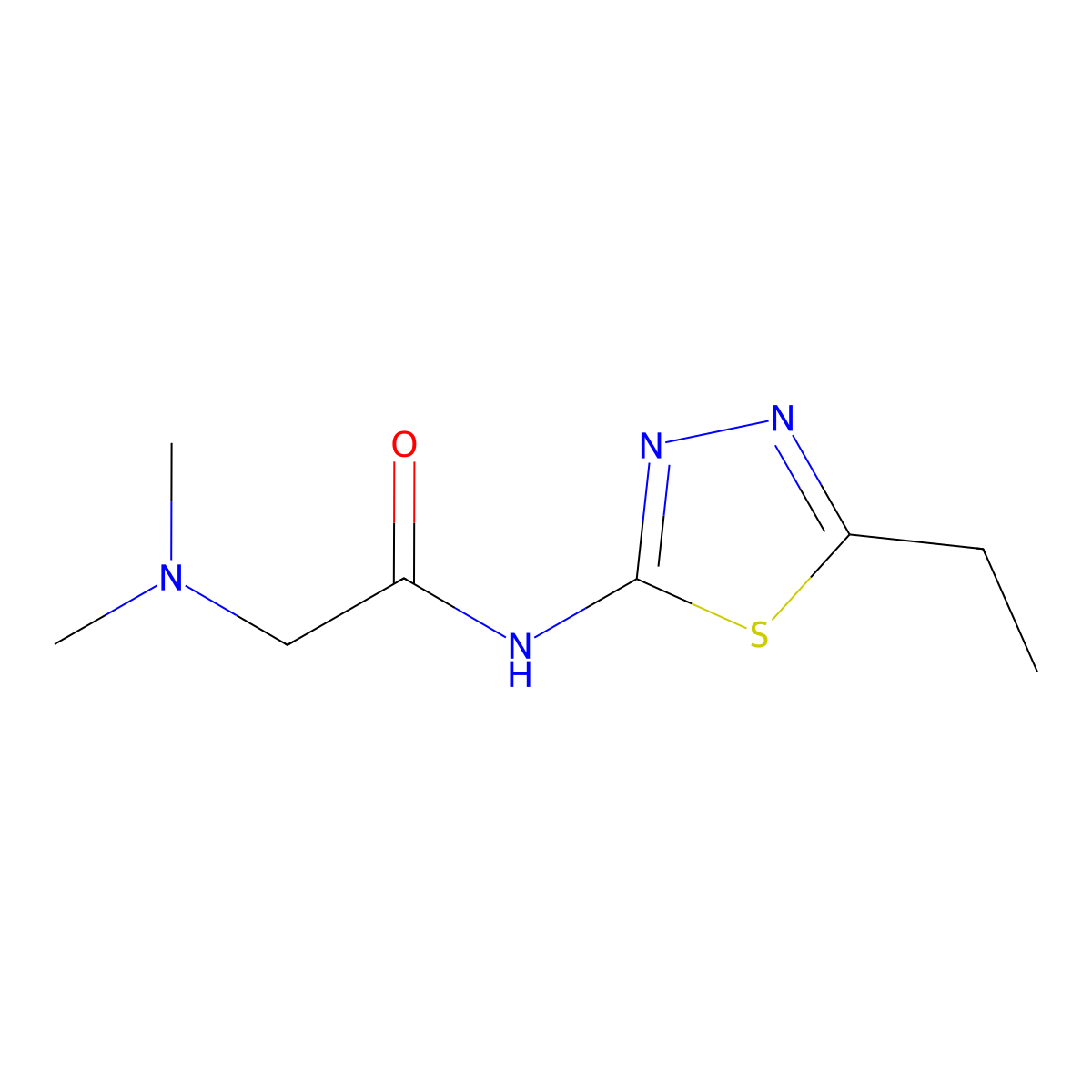 Acetamide, 2-(dimethylamino)-N-(5-ethyl-1,3,4-thiadiazol-2-yl)- molecular structure, CAS 111750-46-0