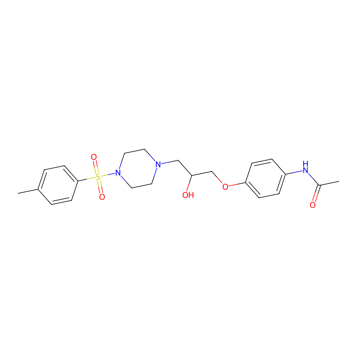 N-(4-(2-hydroxy-3-(4-tosylpiperazin-1-yl)propoxy)phenyl)acetamide molecular structure, CAS 111752-50-2