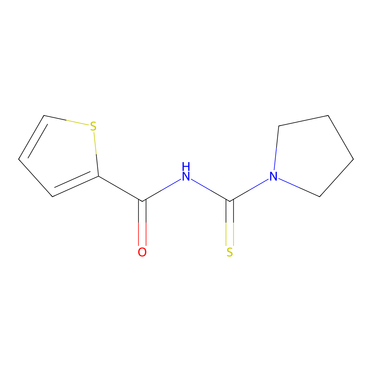 2-Thiophenecarboxamide, N-(1-pyrrolidinylthioxomethyl)- molecular structure, CAS 111752-90-0