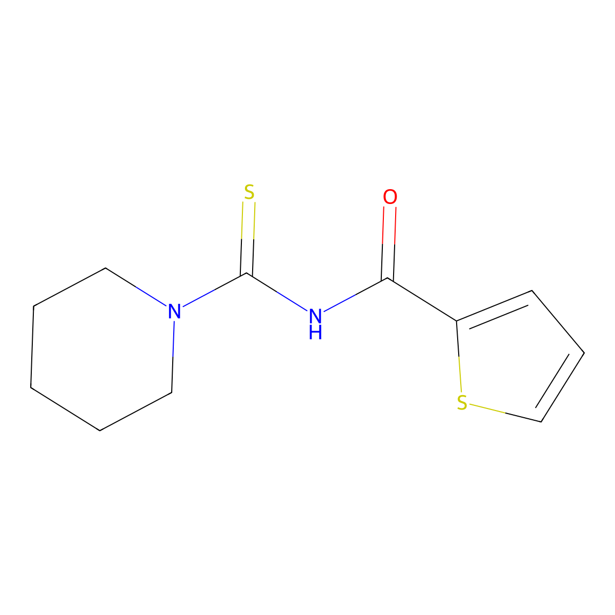N-(piperidine-1-carbothioyl)thiophene-2-carboxamide molecular structure, CAS 111752-91-1