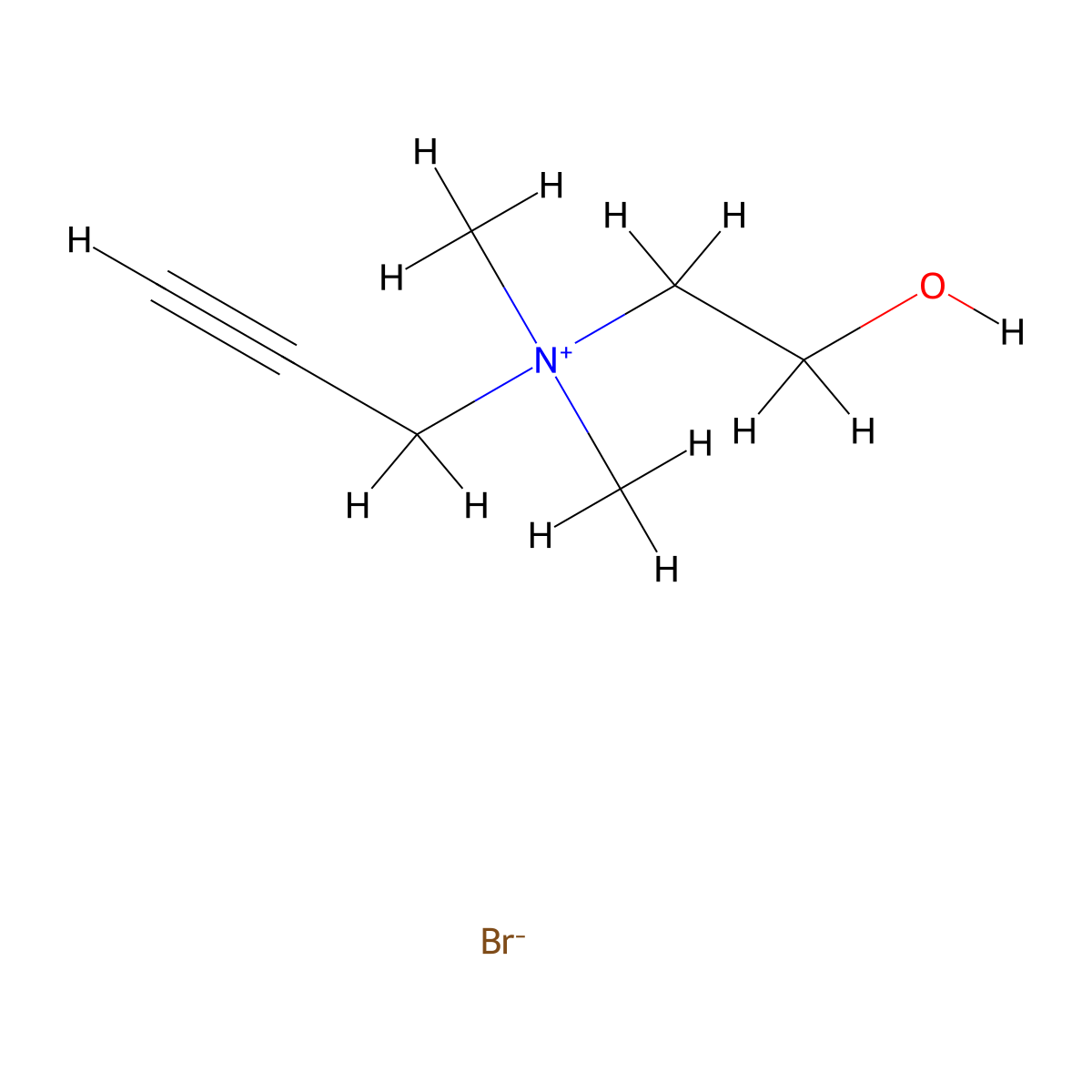 Propargylcholine bromide molecular structure, CAS 111755-76-1