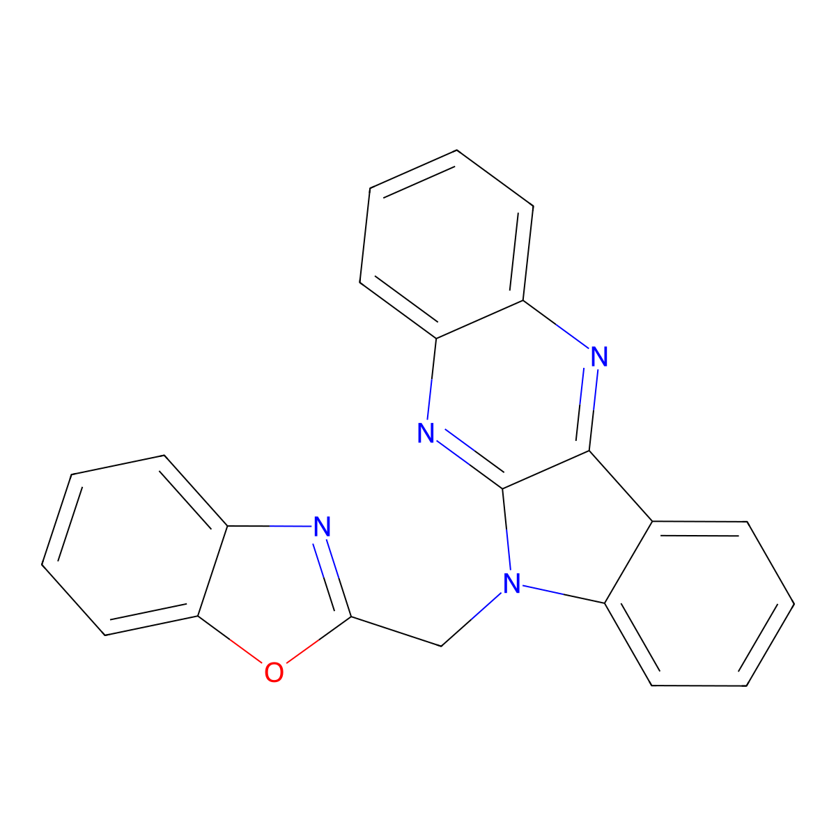 2-((6H-indolo[2,3-b]quinoxalin-6-yl)methyl)benzo[d]oxazole molecular structure, CAS 111756-98-0