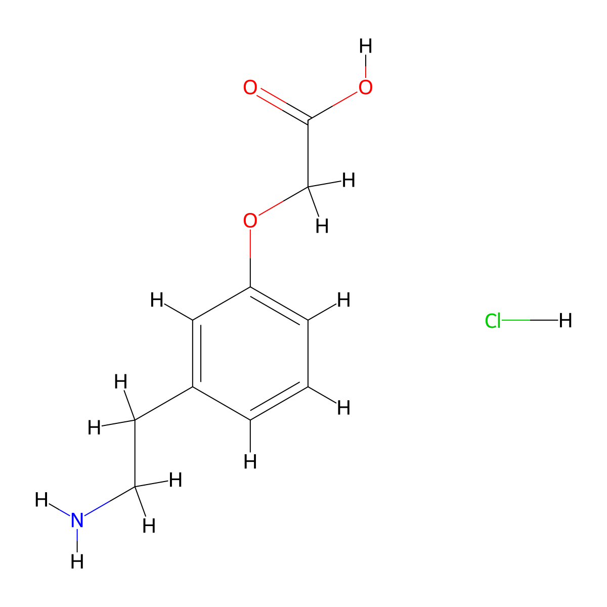 2-[3-(2-Aminoethyl)phenoxy]acetic acid HCl molecular structure, CAS 111758-57-7