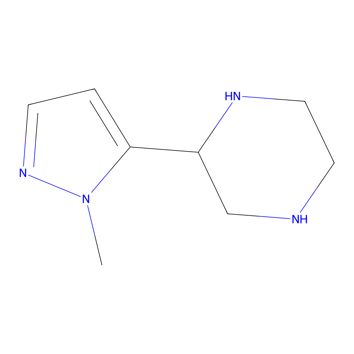 2-(1-methyl-1H-pyrazol-5-yl)piperazine molecular structure, CAS 111760-00-0