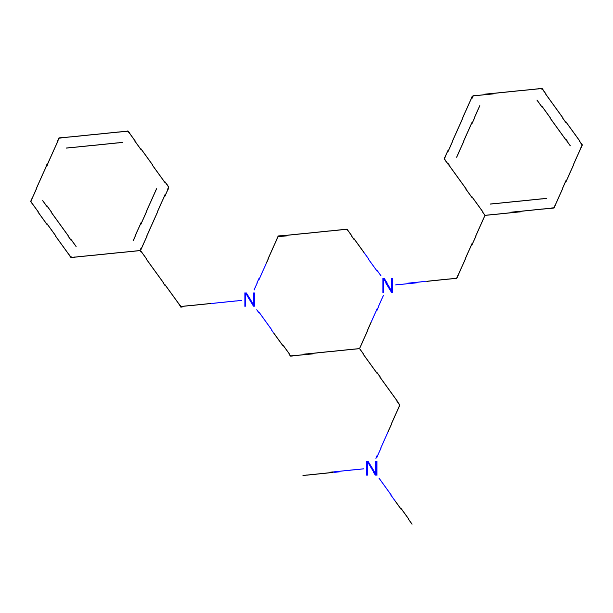 (1,4-Dibenzylpiperazin-2-yl)-N,N-dimethylmethanamine molecular structure, CAS 111760-25-9