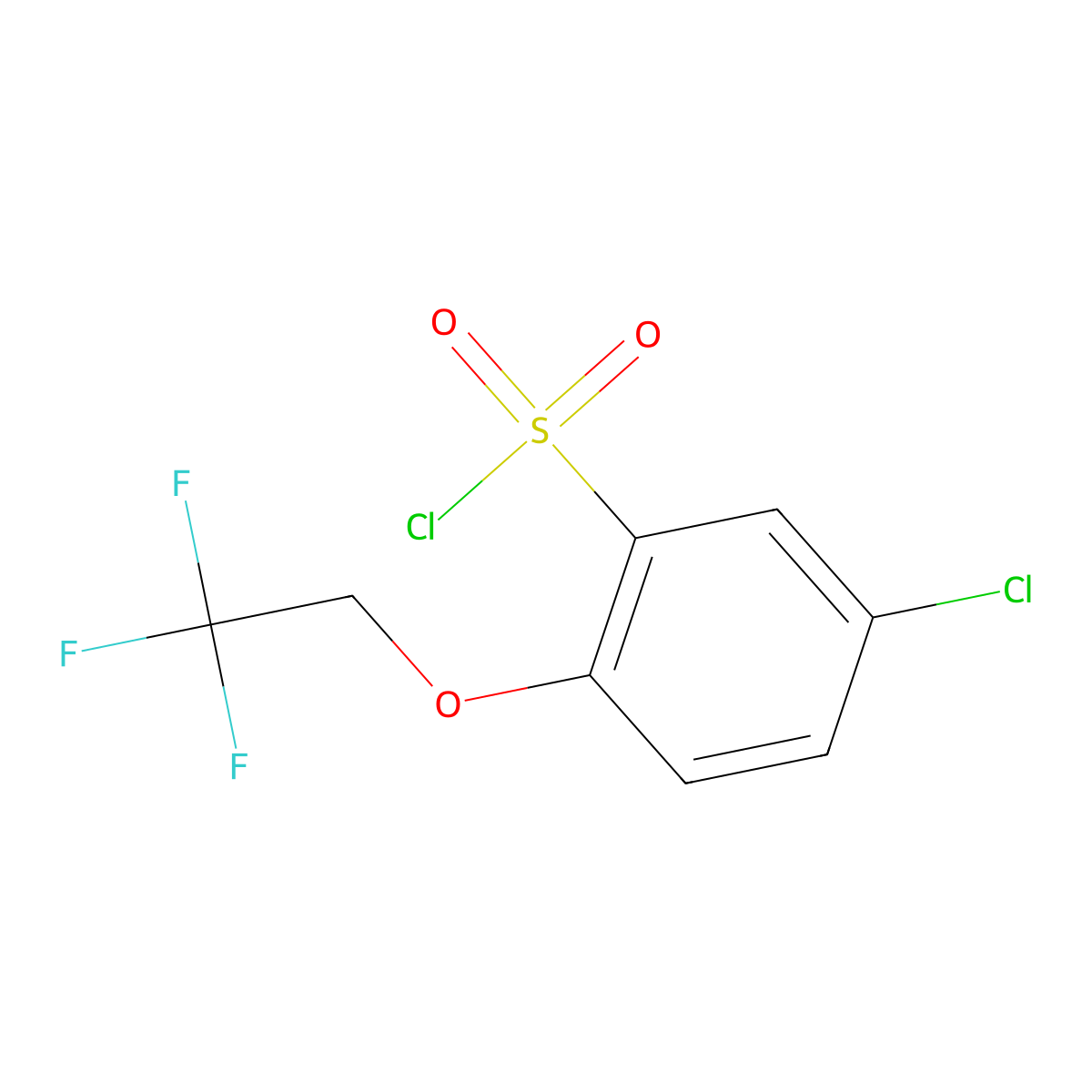 5-Chloro-2-(2,2,2-trifluoroethoxy)benzene-1-sulfonyl chloride molecular structure, CAS 111762-22-2
