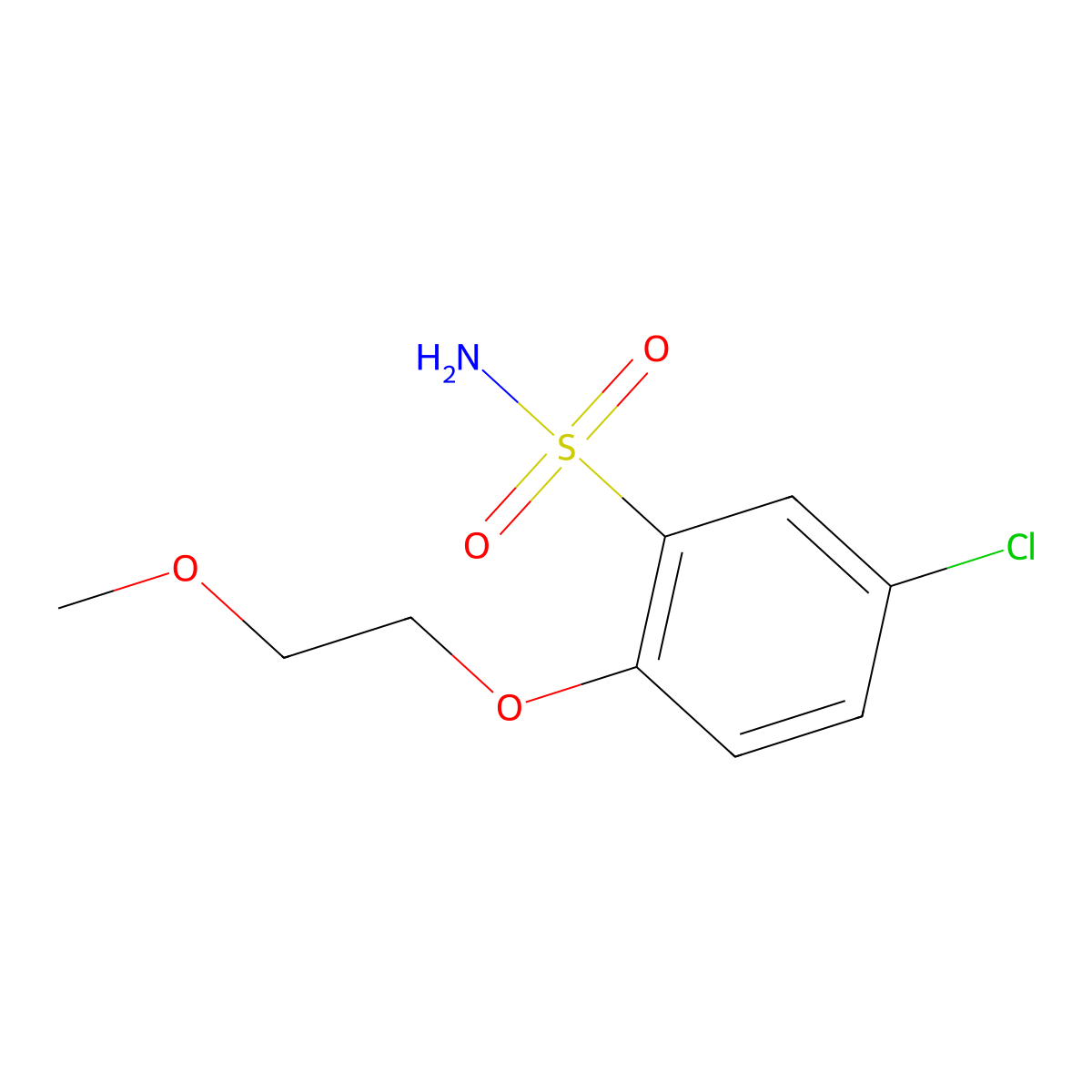 5-Chloro-2-(2-methoxyethoxy)benzene-1-sulfonamide molecular structure, CAS 111762-24-4