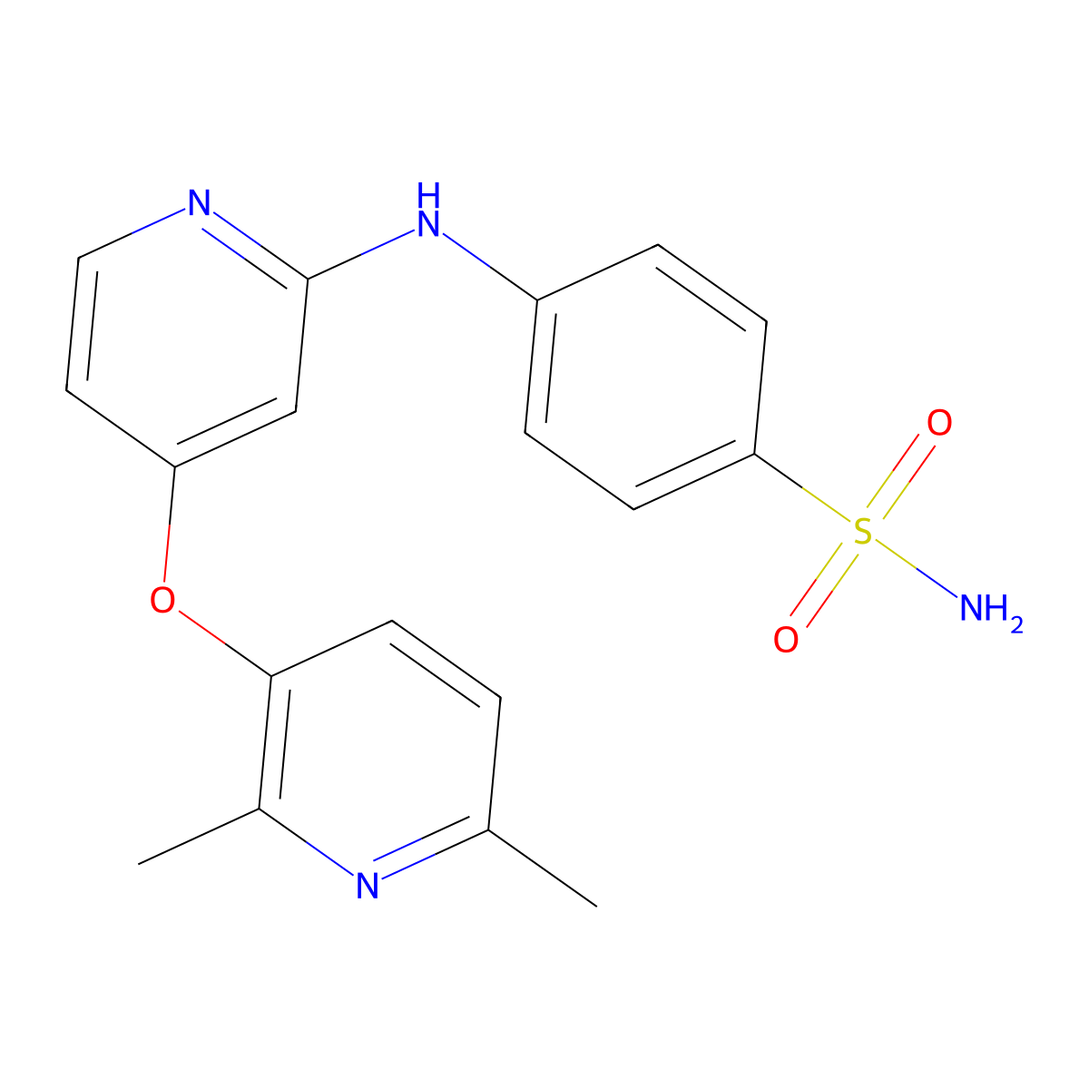 4-({4-[(2,6-Dimethylpyridin-3-yl)oxy]pyridin-2-yl}amino)benzenesulfonamide molecular structure, CAS 1117684-36-2