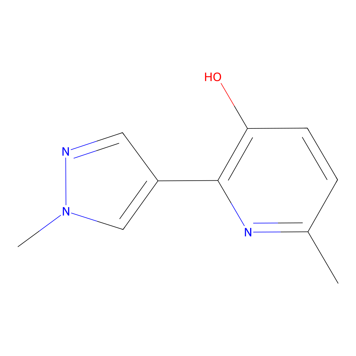 6-Methyl-2-(1-methylpyrazol-4-yl)pyridin-3-ol molecular structure, CAS 1117686-40-4
