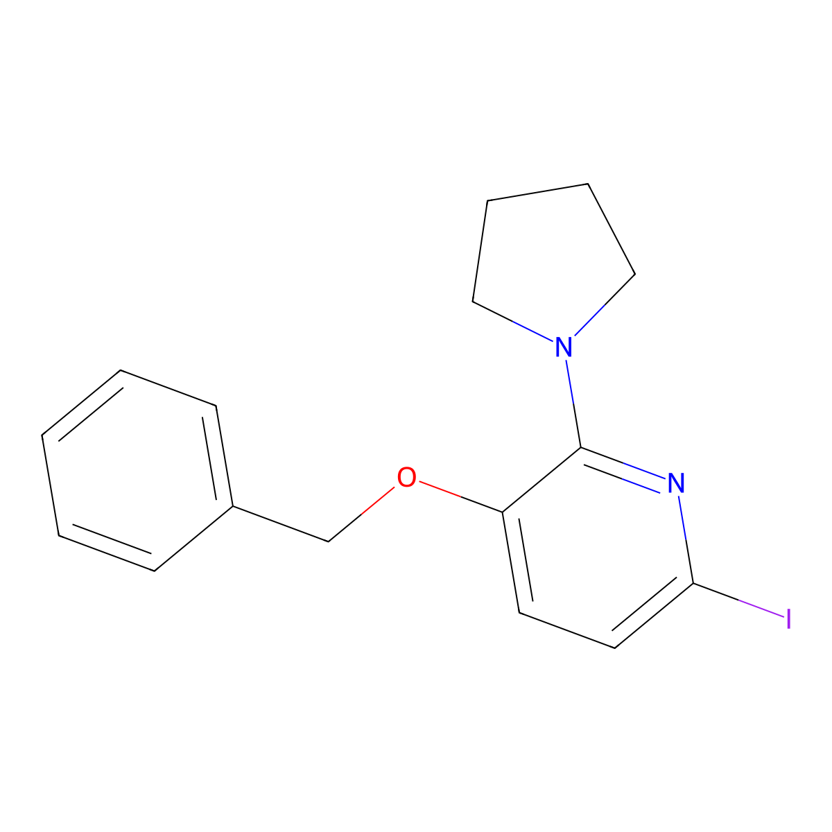 3-(Benzyloxy)-6-iodo-2-(pyrrolidin-1-yl)pyridine molecular structure, CAS 1117686-45-9