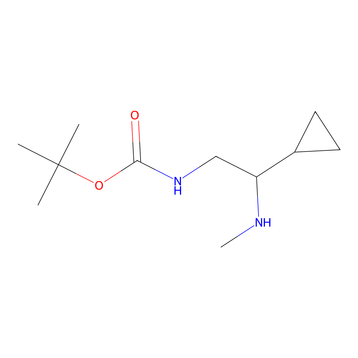 tert-butyl N-(2-cyclopropyl-2-(methylamino)ethyl)carbamate molecular structure, CAS 1117693-64-7