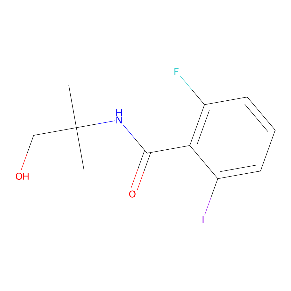 2-Fluoro-N-(1-hydroxy-2-methylpropan-2-yl)-6-iodobenzamide molecular structure, CAS 111771-14-3