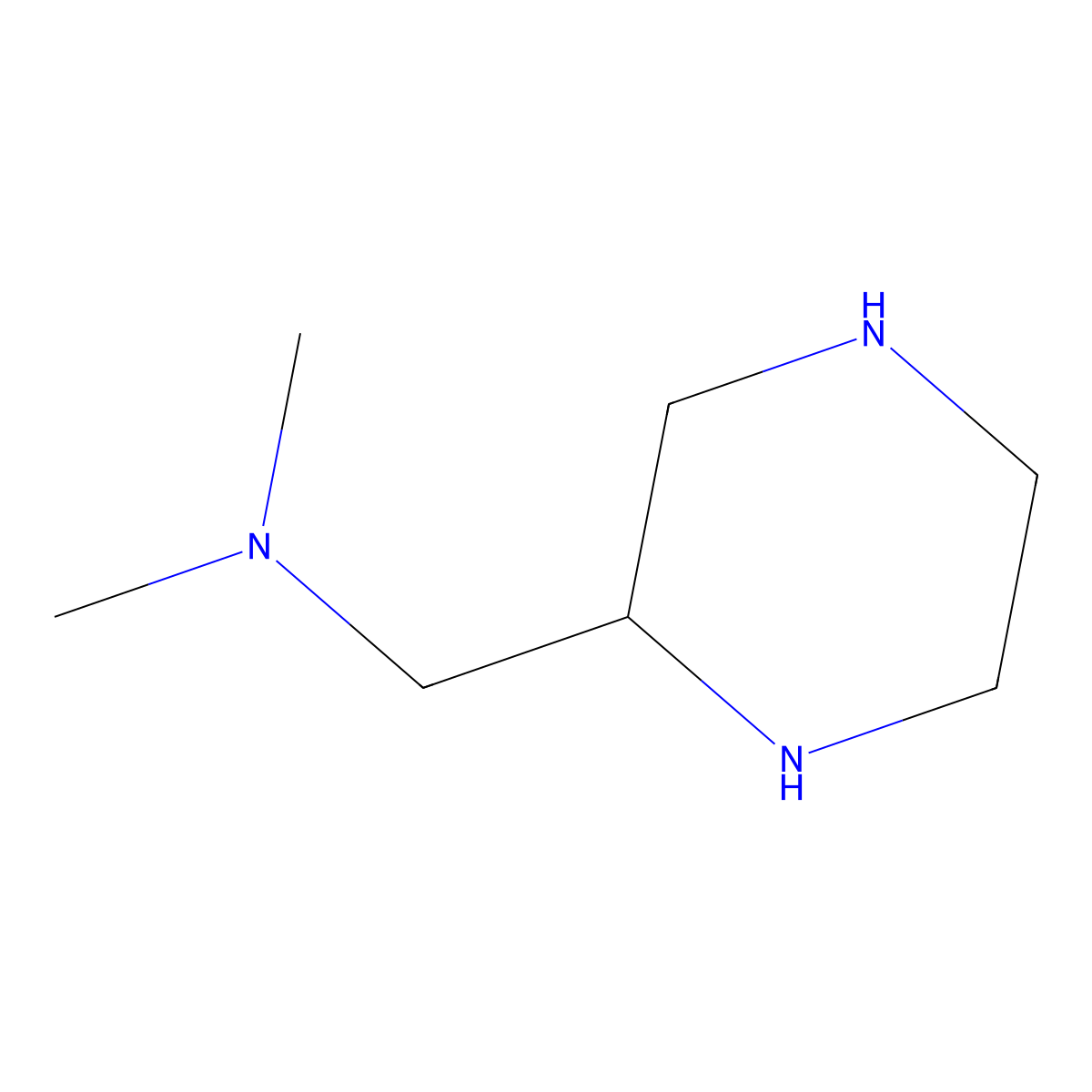 N,N-dimethyl-2-piperazinemethanamine molecular structure, CAS 111781-39-6