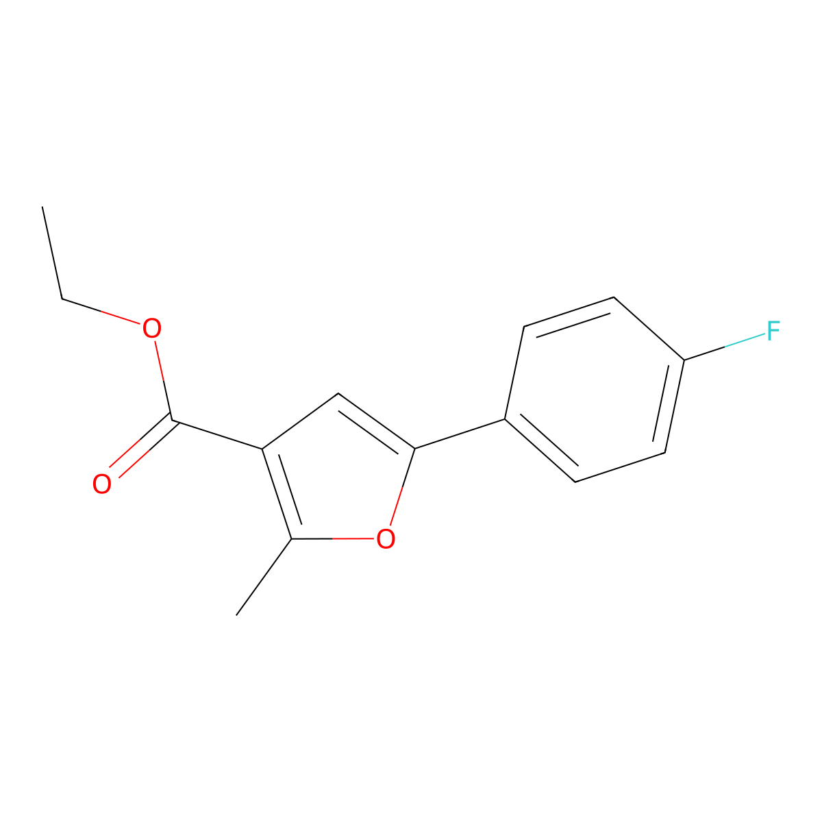 Ethyl 5-(4-fluorophenyl)-2-methyl-3-furoate molecular structure, CAS 111787-83-8