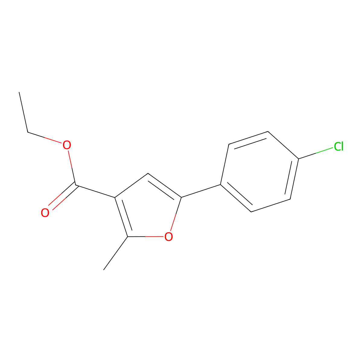 Ethyl 5-(4-chlorophenyl)-2-methyl-3-furoate molecular structure, CAS 111787-84-9