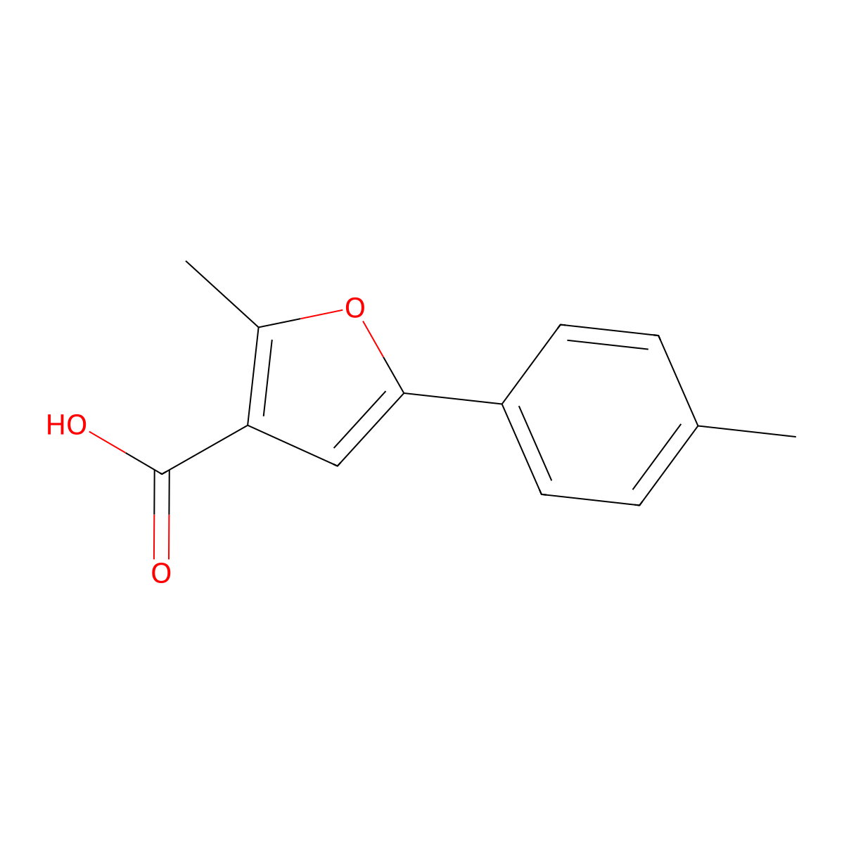 2-Methyl-5-(4-methylphenyl)-3-furoic acid molecular structure, CAS 111787-86-1