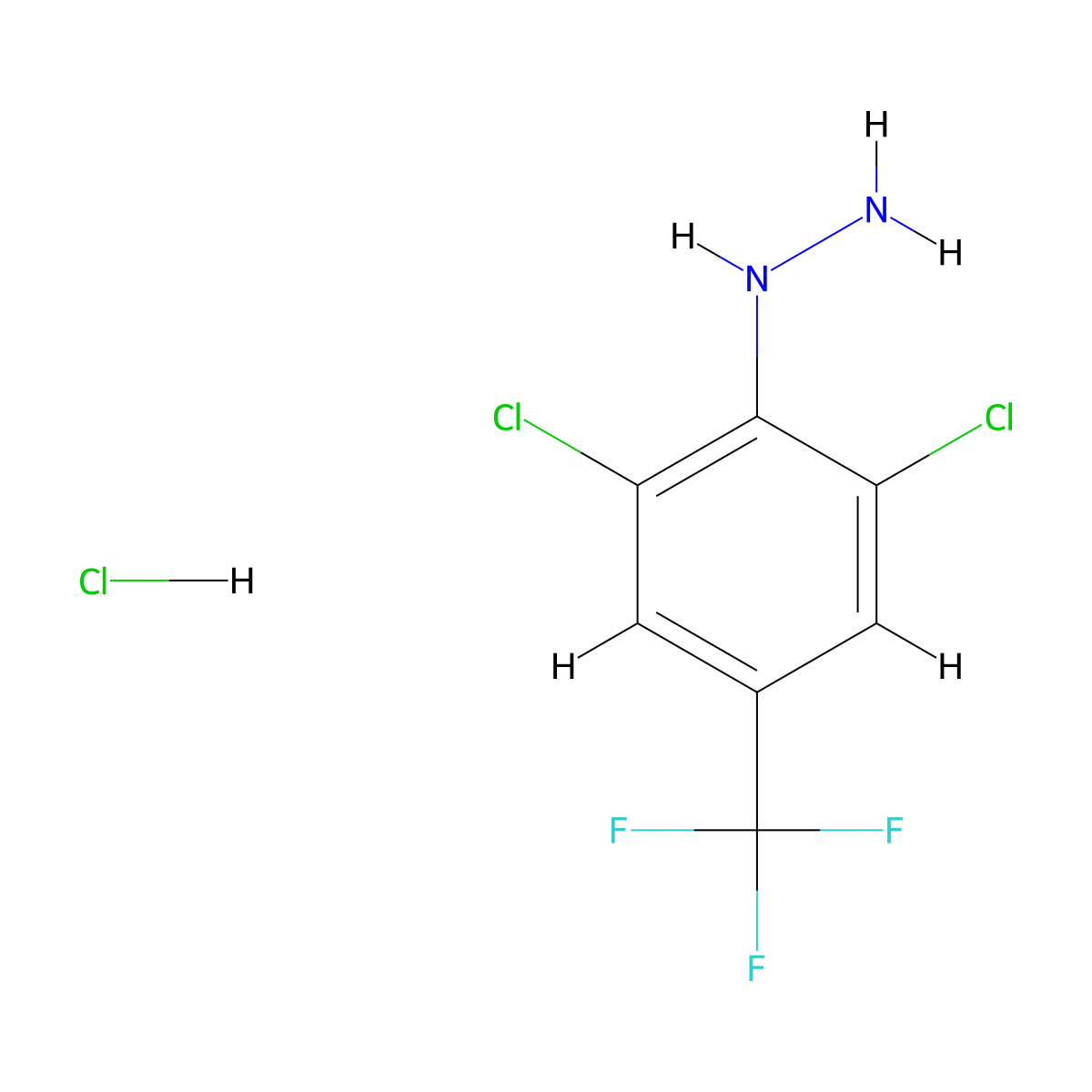 (2,6-Dichloro-4-(trifluoromethyl)phenyl)hydrazine hydrochloride molecular structure, CAS 111788-75-1