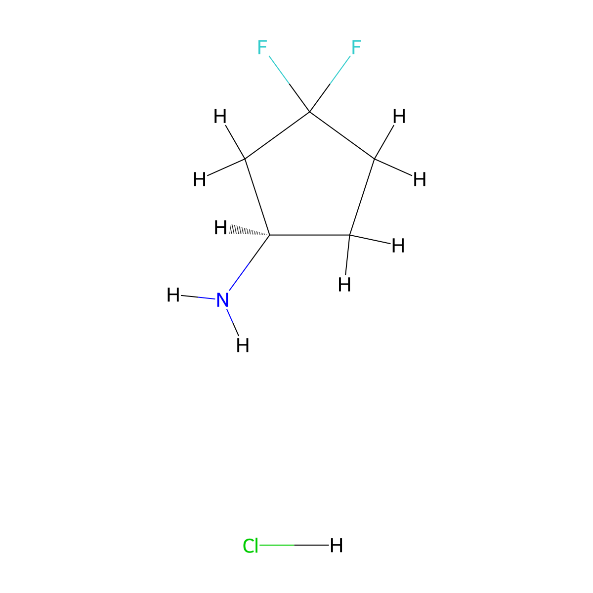 (R)-3,3-difluorocyclopentanamine hydrochloride molecular structure, CAS 1117936-64-7