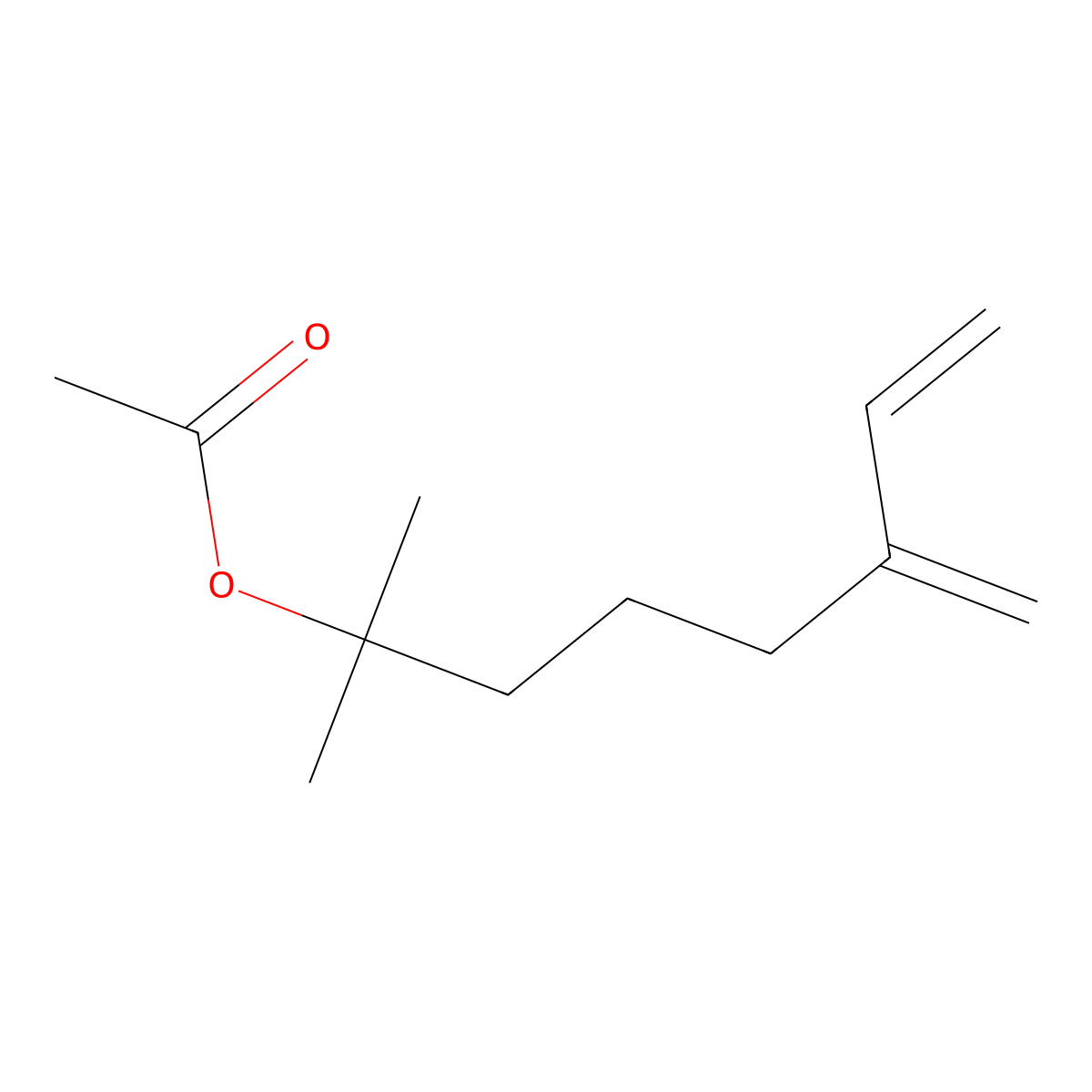 Myrcenylacetate molecular structure, CAS 1118-39-4