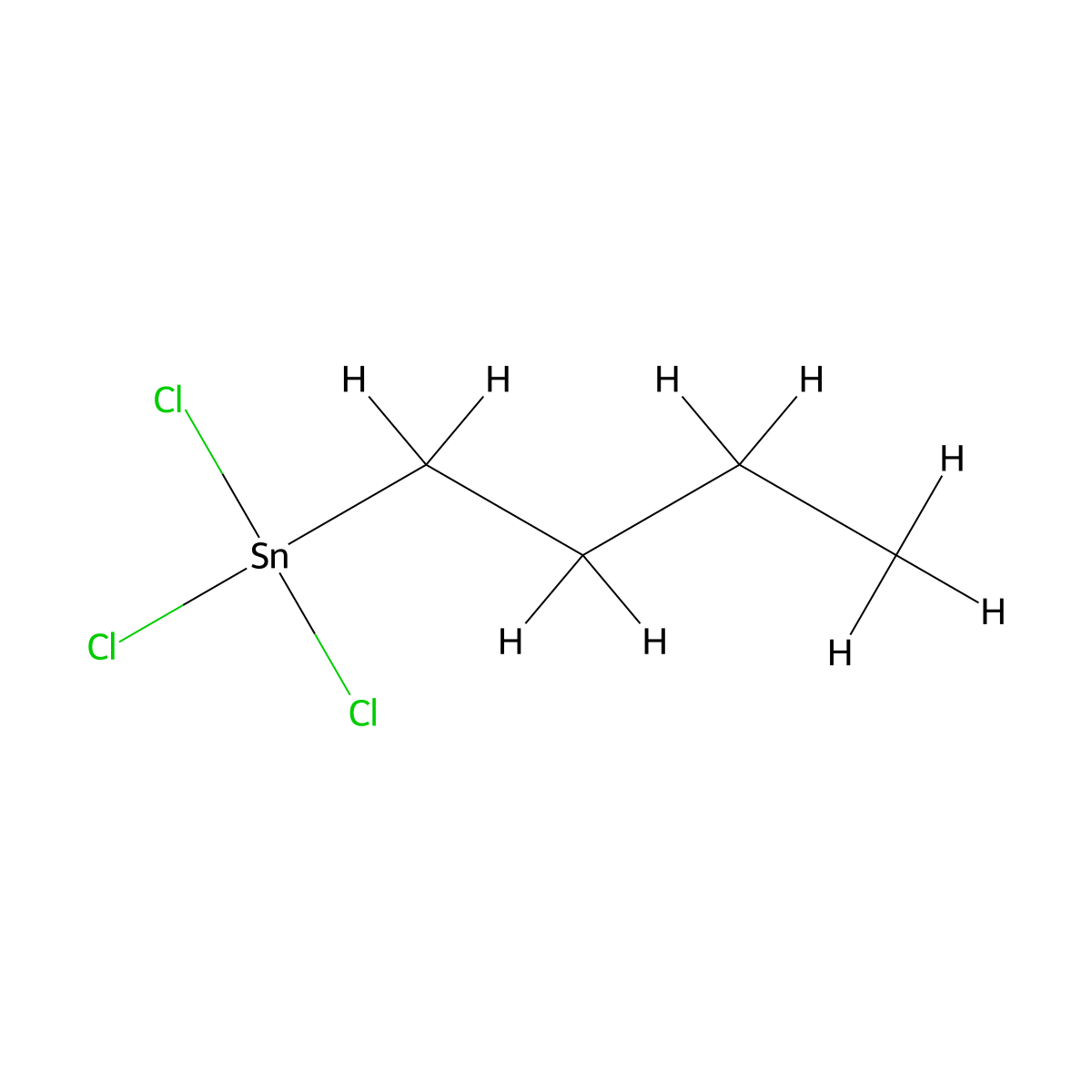 Butyltin trichloride molecular structure, CAS 1118-46-3