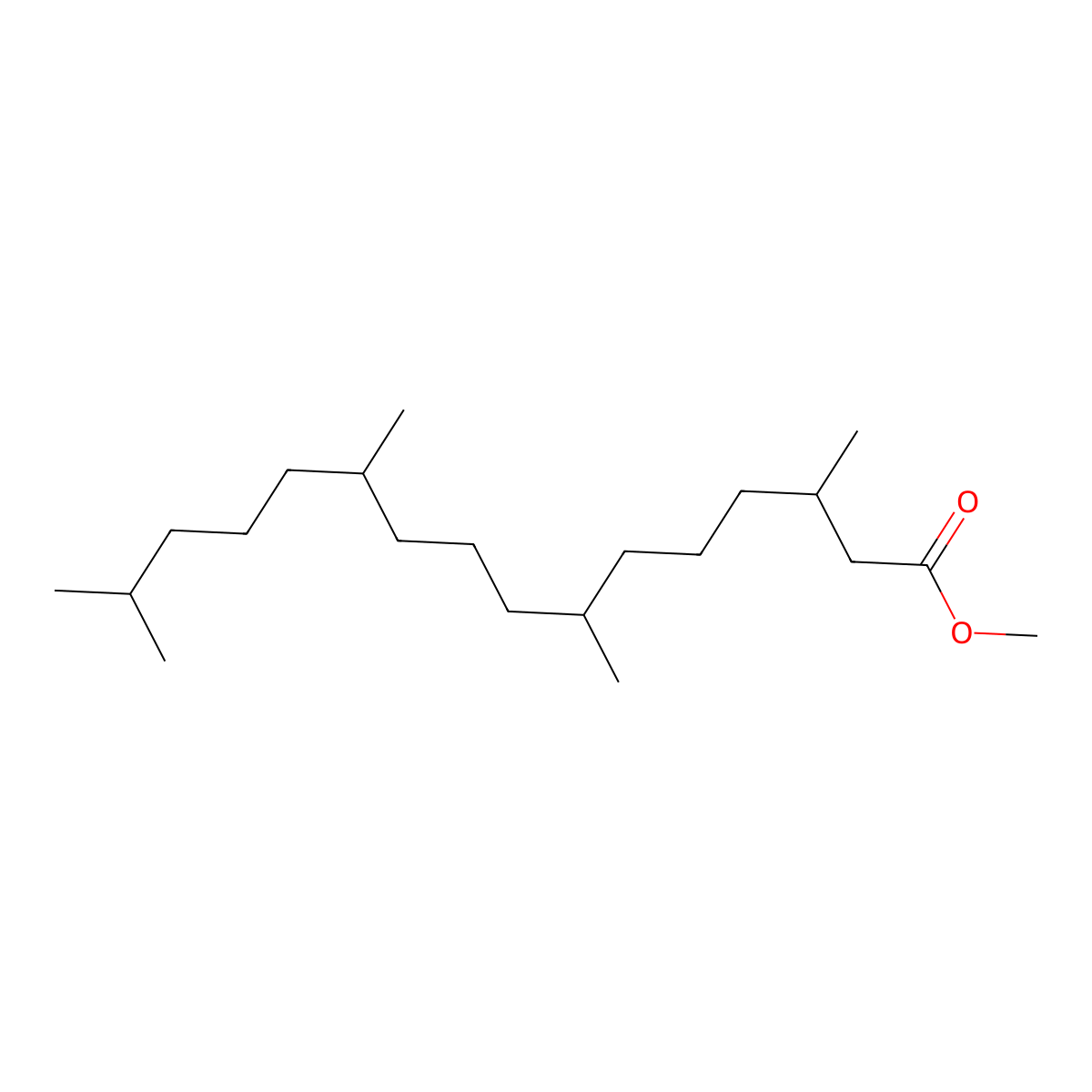 Phytanic acid methyl ester molecular structure, CAS 1118-77-0
