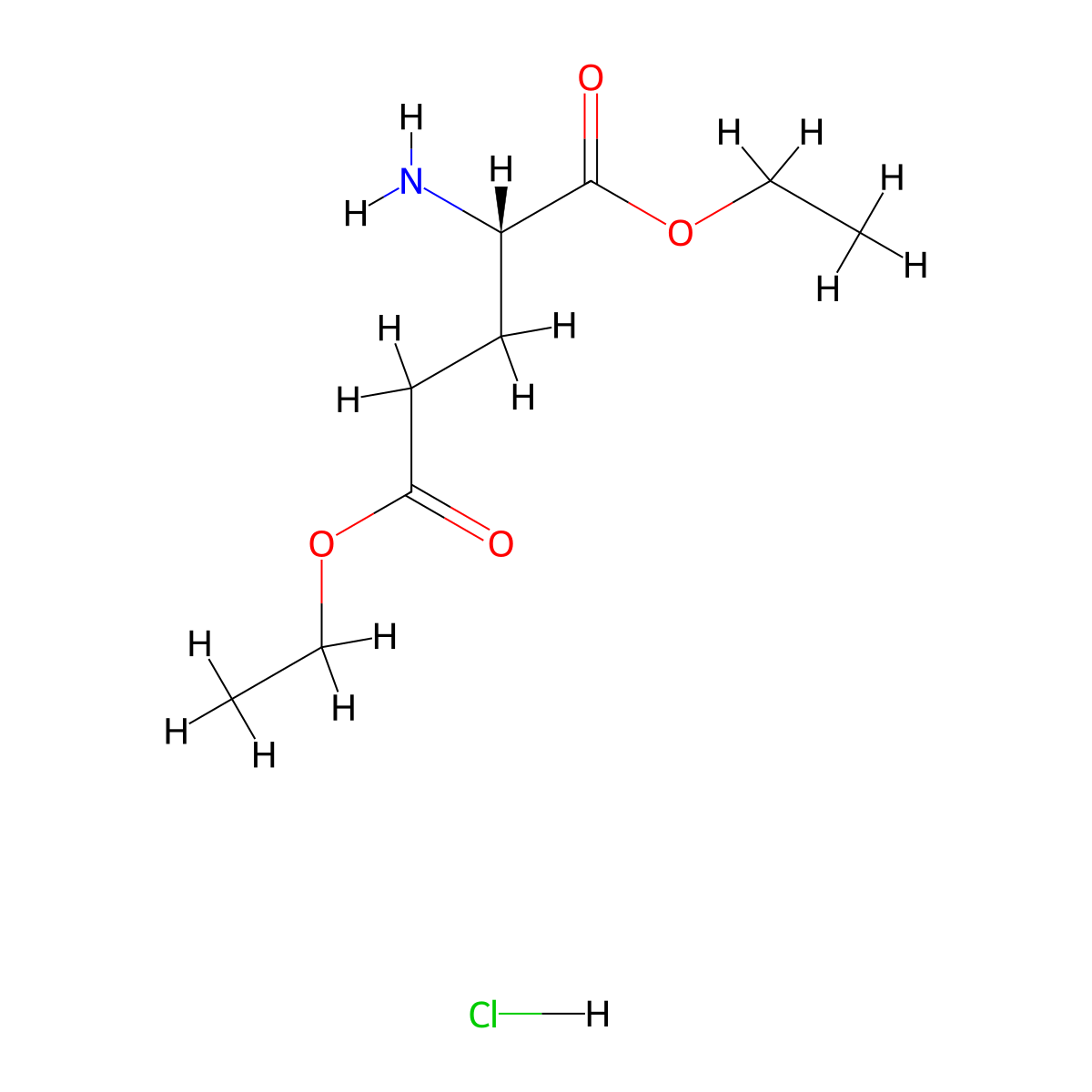 Glutamic acid diethyl ester hydrochloride molecular structure, CAS 1118-89-4