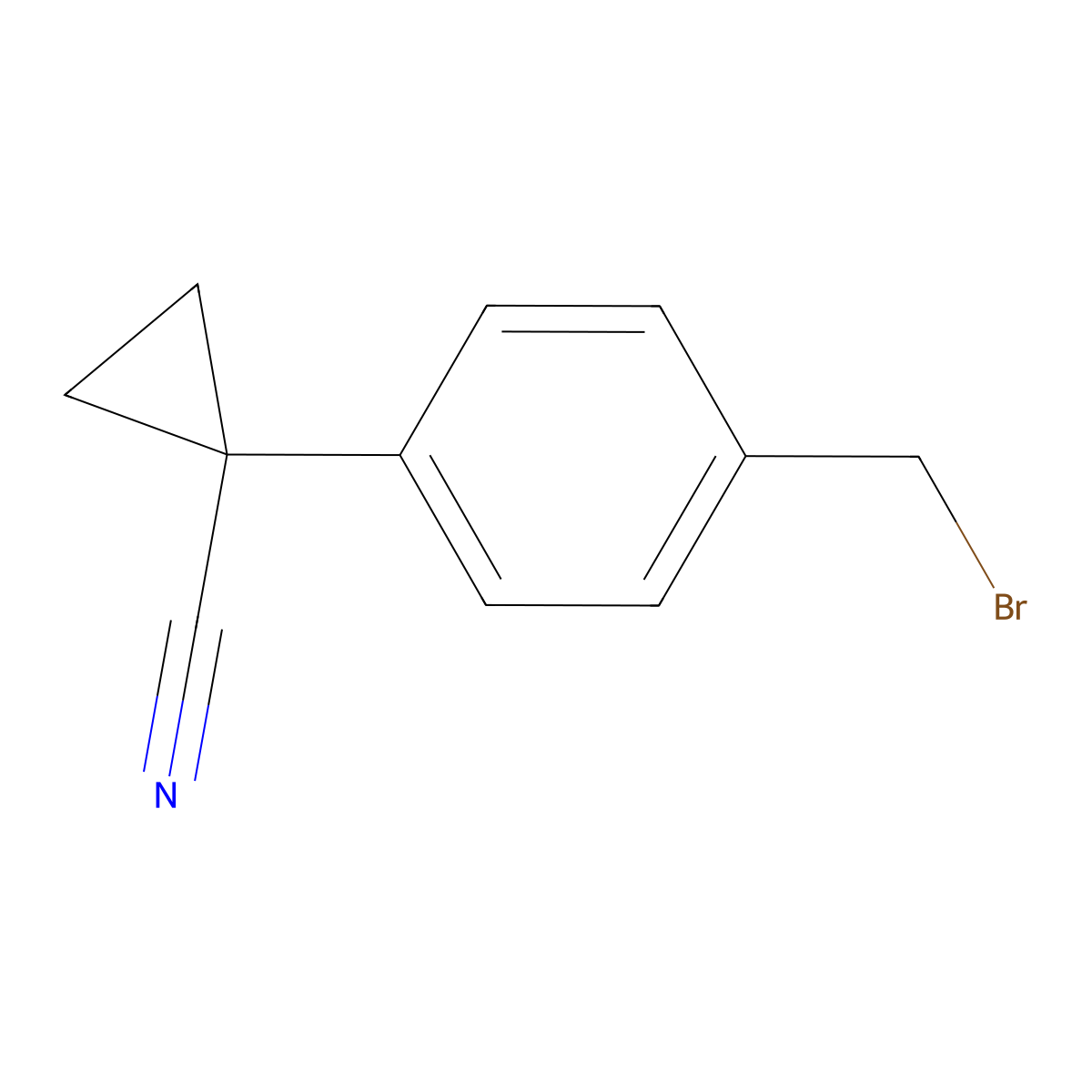 1-(4-(Bromomethyl)phenyl)cyclopropanecarbonitrile molecular structure, CAS 111818-32-7