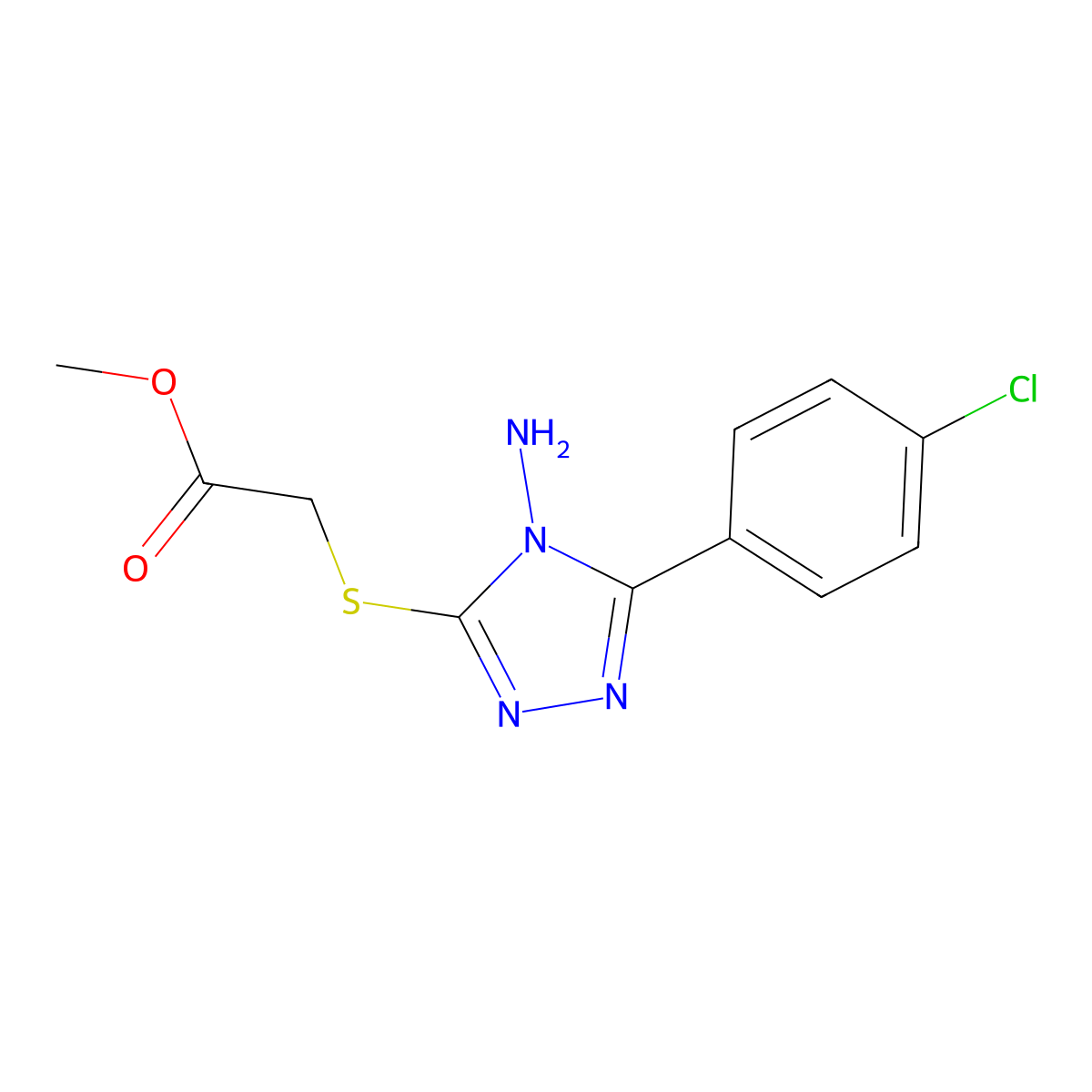 Methyl 2-[4-amino-5-(4-chlorophenyl)-1,2,4-triazol-3-ylthio]acetate molecular structure, CAS 111828-10-5