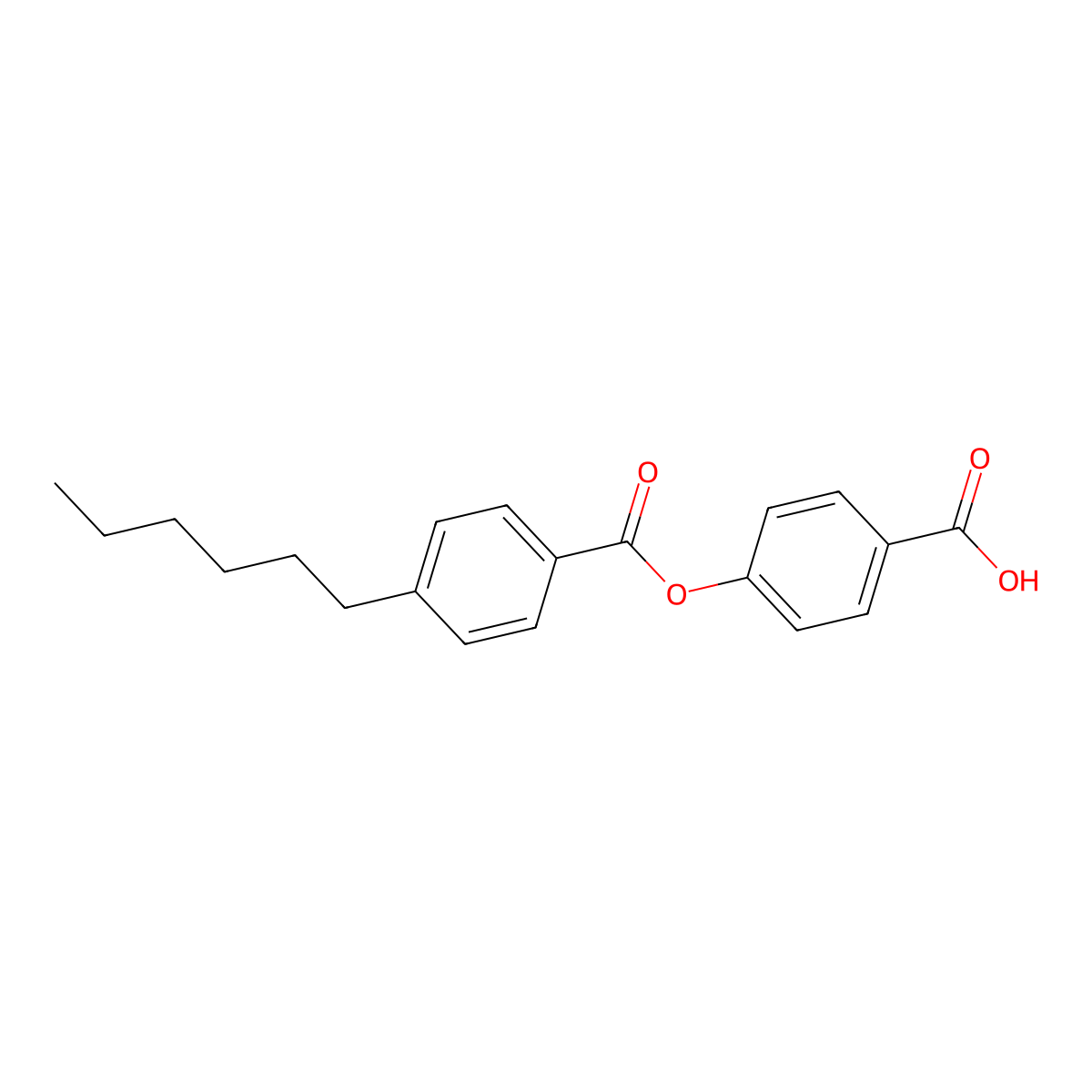 Benzoic acid, 4-hexyl-, 4-carboxyphenyl ester molecular structure, CAS 111833-05-7