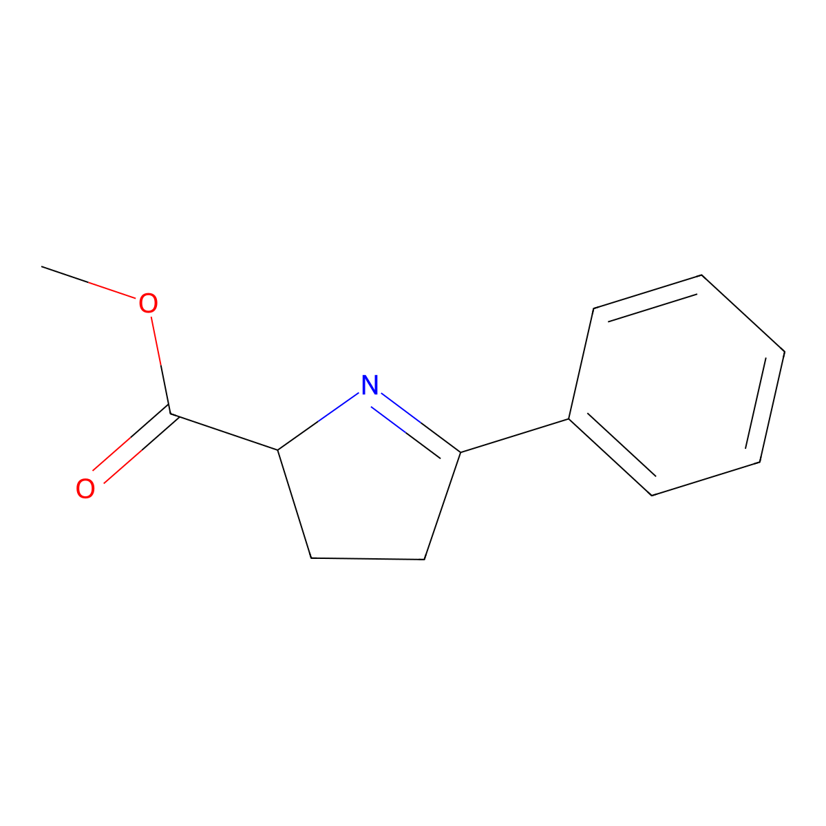 2H-Pyrrole-2-carboxylic acid, 3,4-dihydro-5-phenyl-, methyl ester molecular structure, CAS 111836-35-2