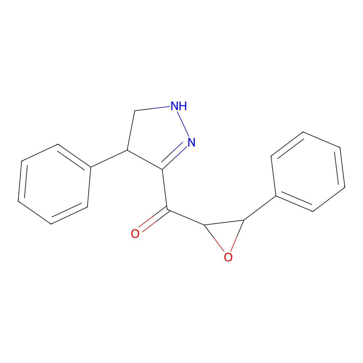 Methanone, (4,5-dihydro-4-phenyl-1H-pyrazol-3-yl)(3-phenyloxiranyl)- molecular structure, CAS 111837-52-6