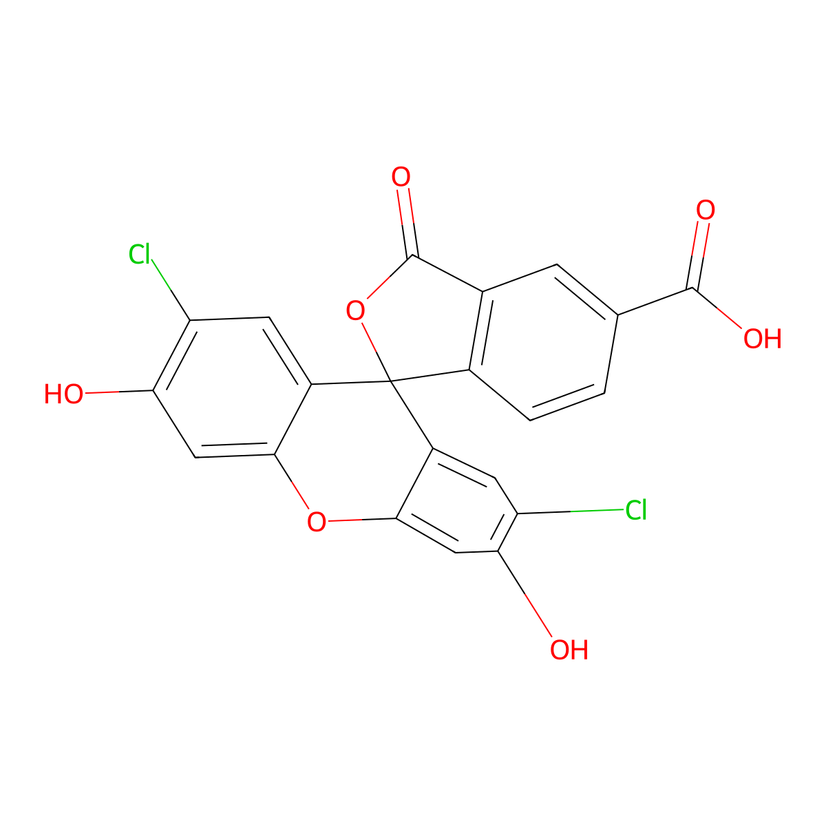 2',7'-Dichloro-3',6'-dihydroxy-3-oxospiro(isobenzofuran-1(3H),9'-(9H)xanthene)-ar-carboxylic acid molecular structure, CAS 111843-78-8