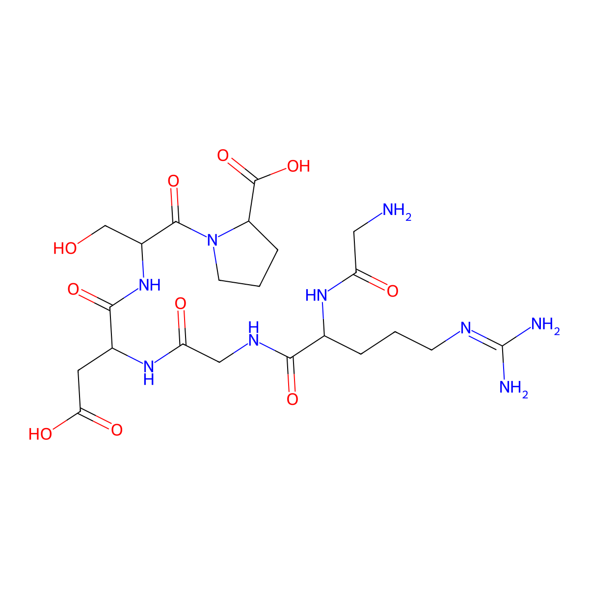 Glycyl-arginyl-glycyl-aspartyl-seryl-proline molecular structure, CAS 111844-24-7