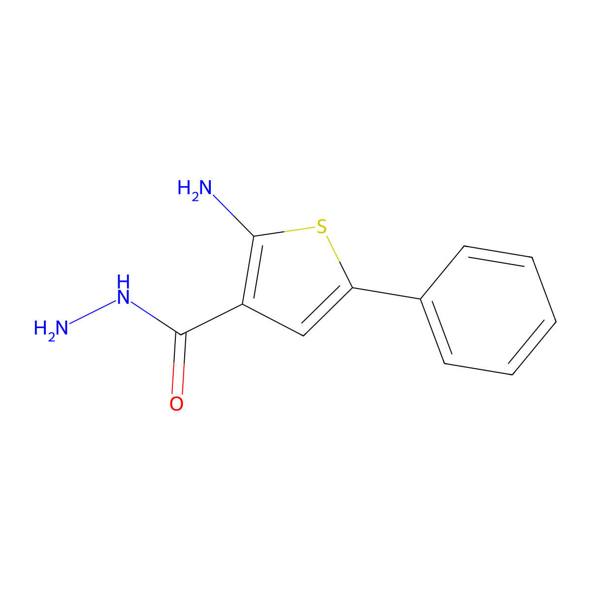 2-Amino-5-phenylthiophene-3-carbohydrazide molecular structure, CAS 111849-29-7