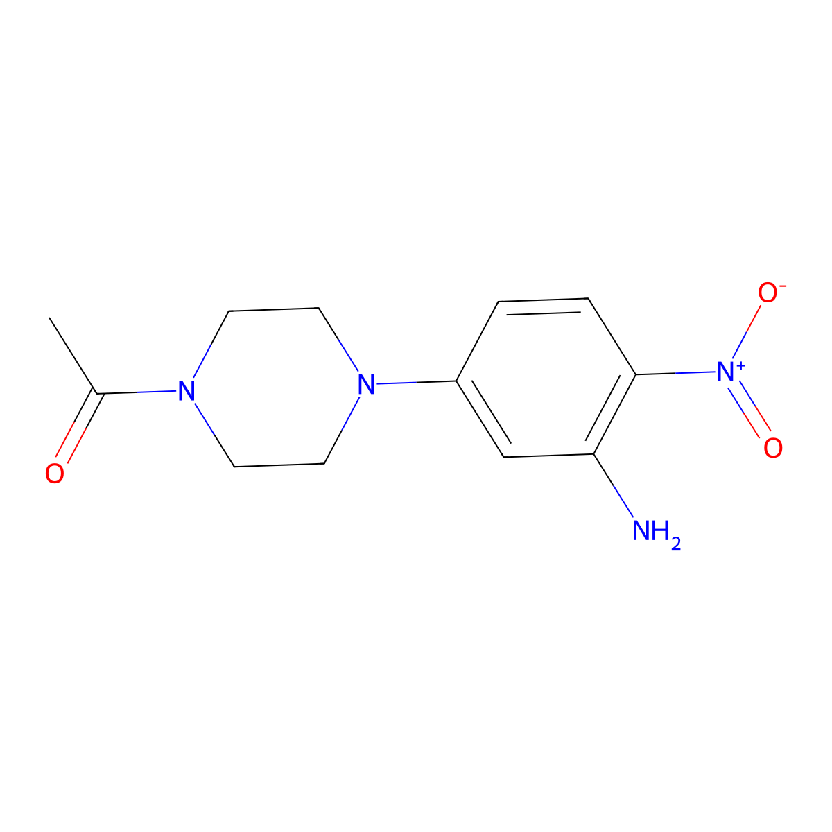 1-Acetyl-4-(3-amino-4-nitrophenyl)piperazine molecular structure, CAS 111861-03-1