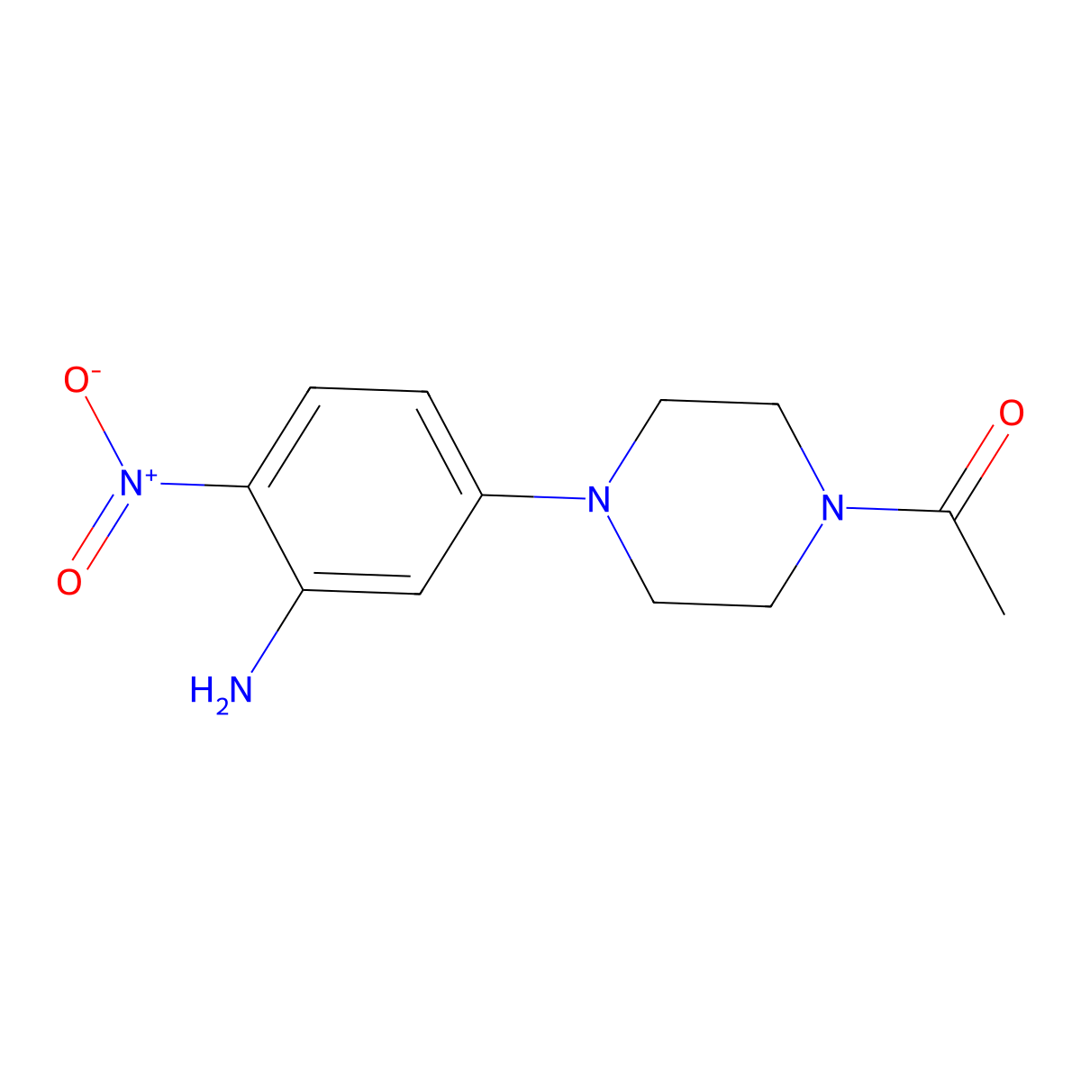 1-Acetyl-4-(3-amino-4-nitrophenyl)piperazine molecular structure, CAS 111861-03-1