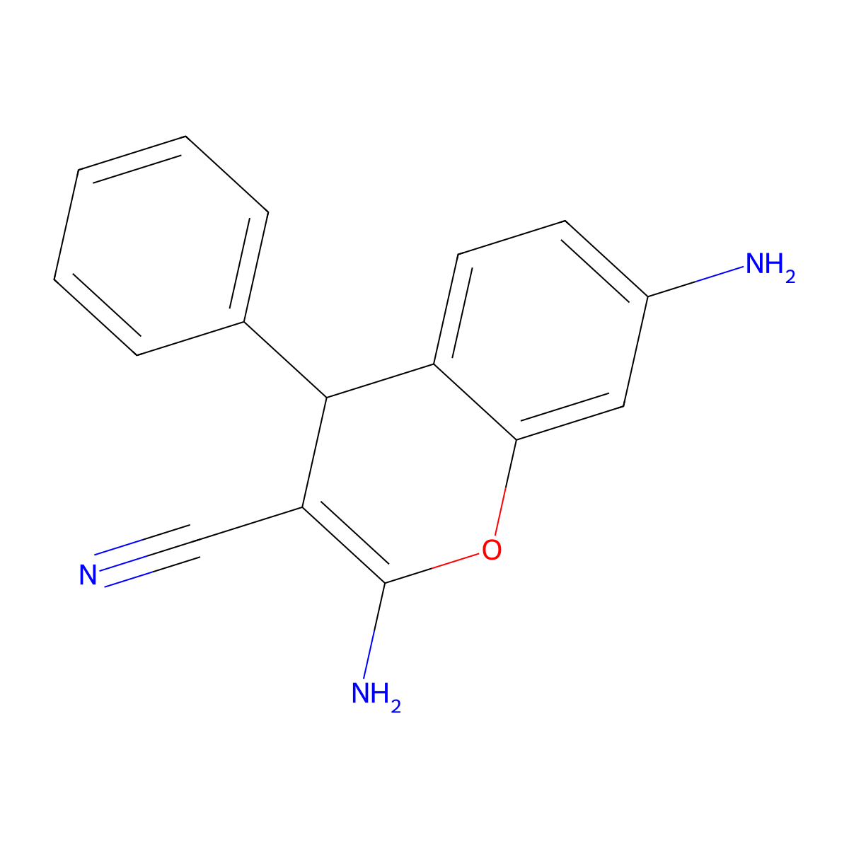 2,7-Diamino-4-phenyl-4H-chromene-3-carbonitrile molecular structure, CAS 111861-39-3