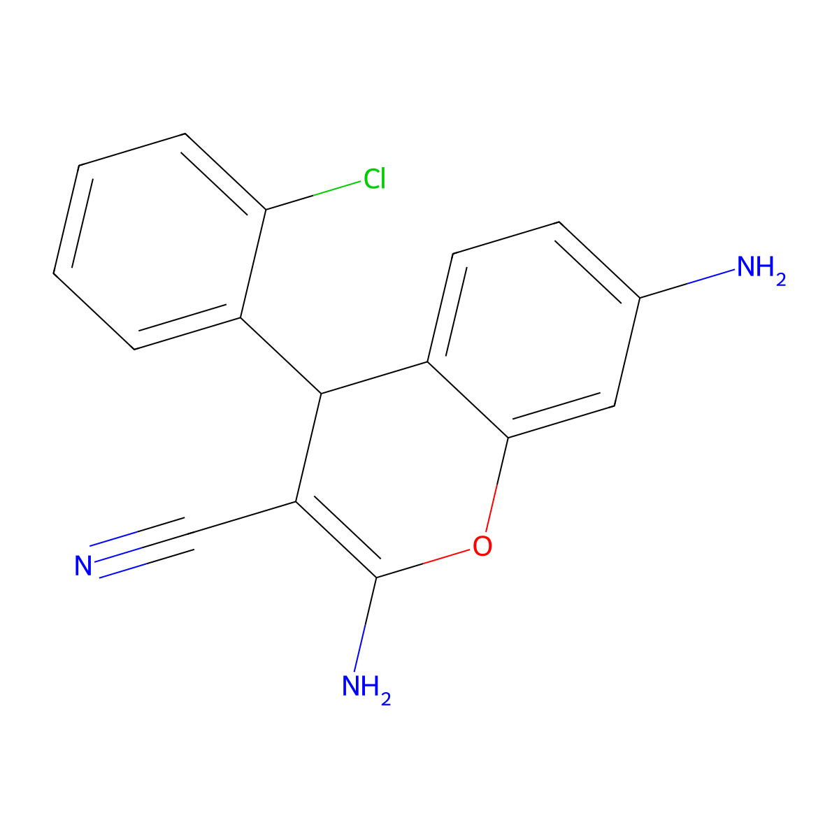 2,7-diamino-4-(2-chlorophenyl)-4H-chromene-3-carbonitrile molecular structure, CAS 111861-42-8