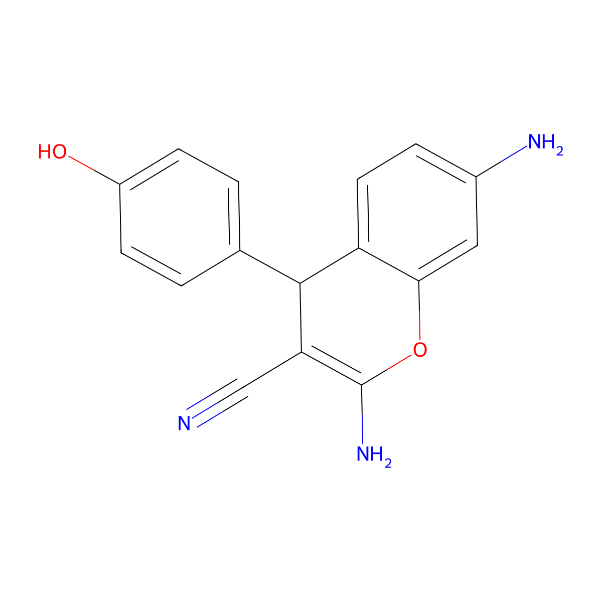 2,7-diamino-4-(4-hydroxyphenyl)-4H-chromene-3-carbonitrile molecular structure, CAS 111861-45-1